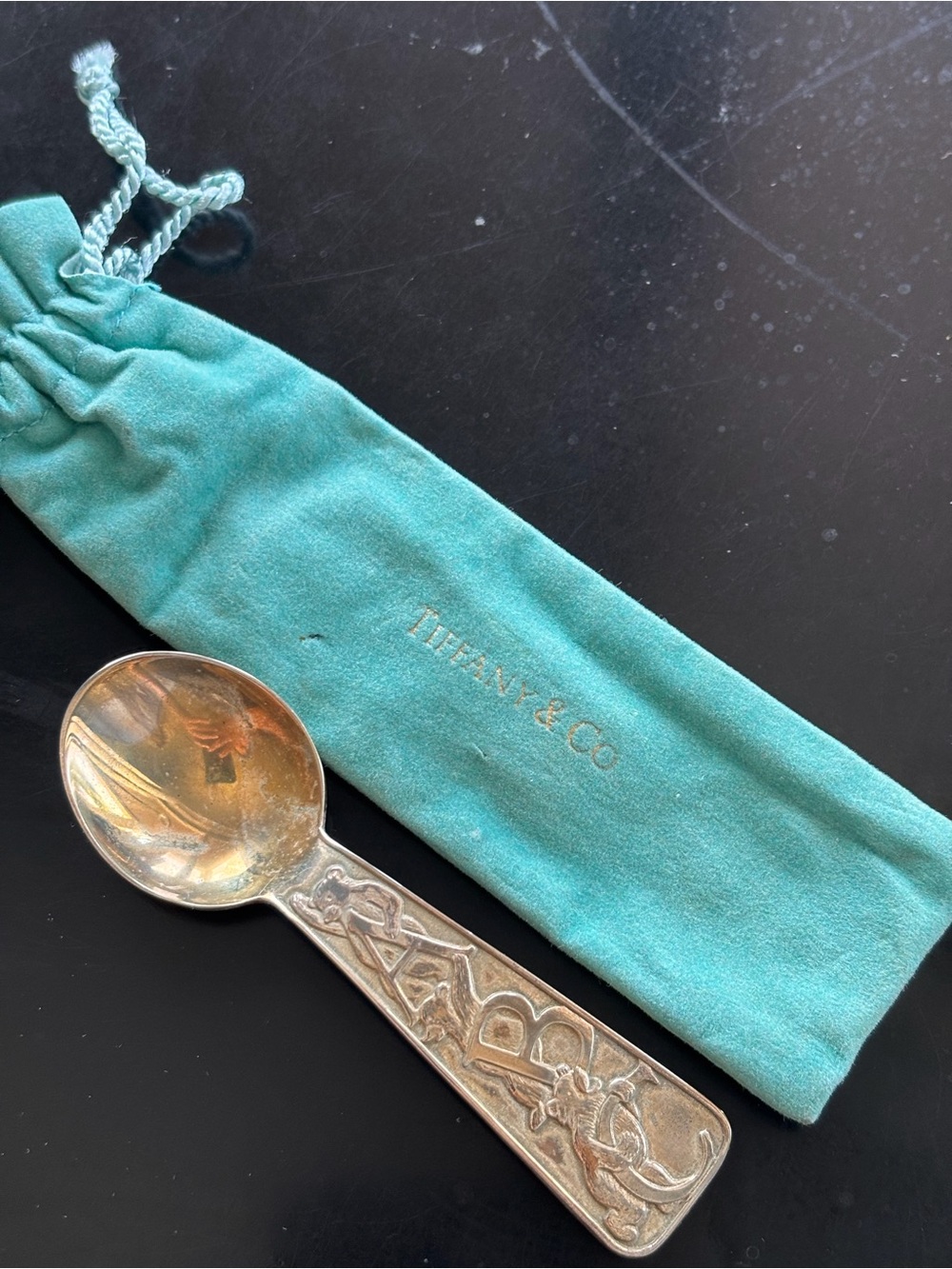 TIFFANY & CO Sterling Silver 925 antique BABY ABC/teddy bears BABY SPOON